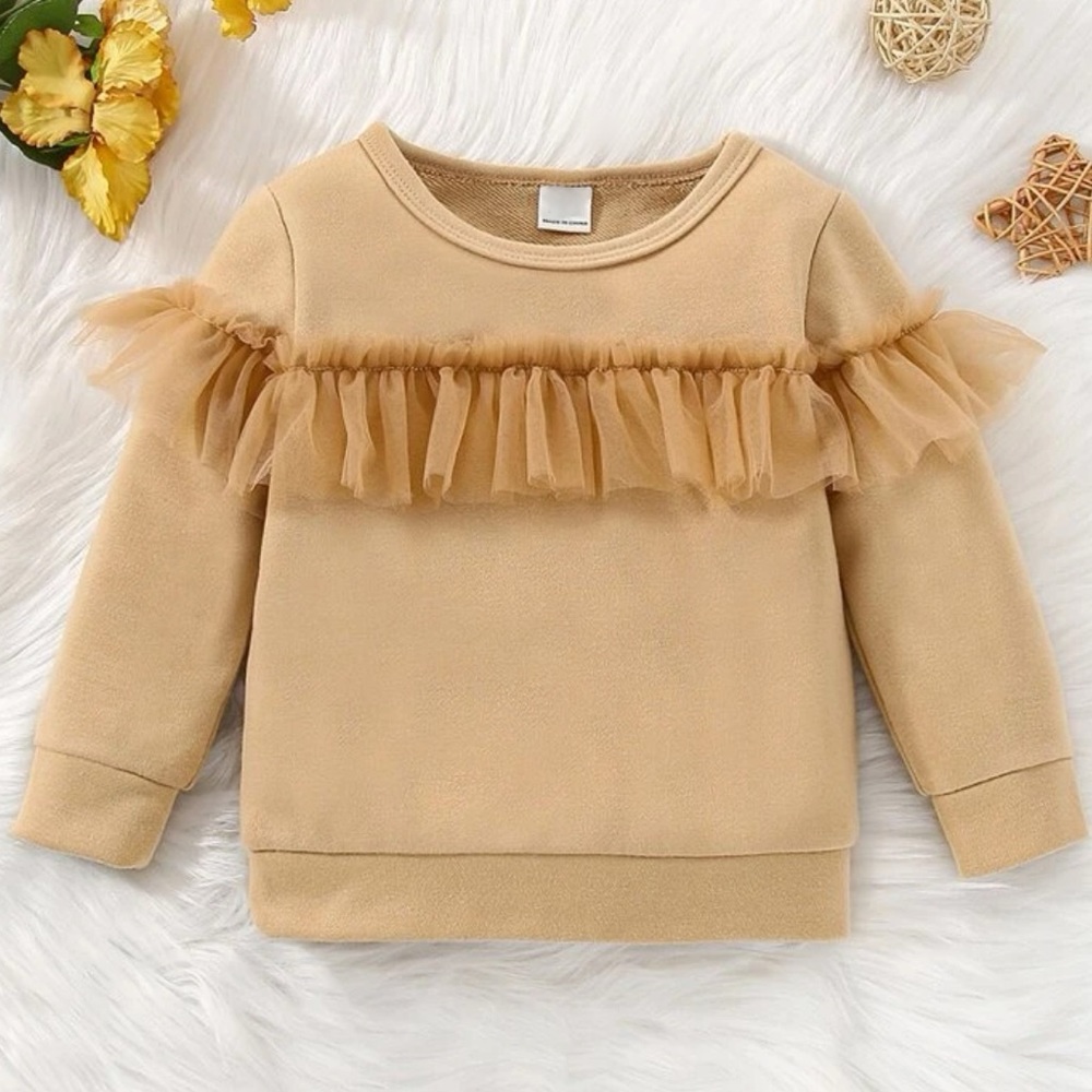 Baby Contrast Mesh Ruffle Trim Sweatshirt - Picture 1 of 3